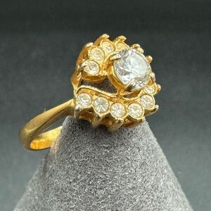 Gold Tone Cubic Zirconia Thailand Cocktail Ring in Circular Design